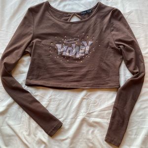 Cropped long sleeve tee